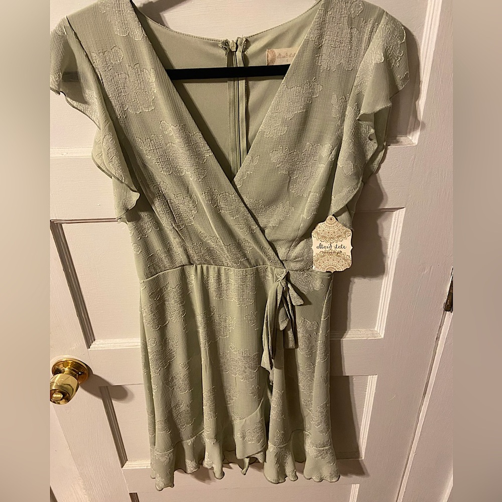 Sage green mini wrap dress